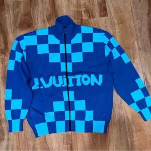 Louis Vuitton - Men's Blue Wool Zip Blouson Cardigan
